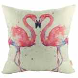Luxbon Leinen Kissenbezug Lendenkissen Wurfkissenbezug Pillowcase Cafe Haus Auto Deko 45 x 45 cm Flamingos Liebhaber
