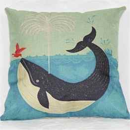 Luxbon Ozean Meer Unterwasserwelt Kissenbezug Lendenkissen Bettkissen Zierkissen Cover Pillowcase Hülle Haus Zimmer Auto Dekokissen 45 x 45 cm Vogel und Wal