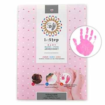 MAGISCHES BABY ABDRUCKSET – ohne Farbe, ohne Gips, direkt auf beschichtetem Papier – von „Baby’s 1st Step“