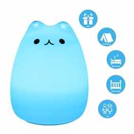 MKQPOWER Bewegliches LED-Kind-Nachtlicht-Silikon-Nachtlampe nachladbares Silikon-weiche Baby-Kinderzimmer-Lampen-empfindliche Hahn-Steuerung für Baby-Schlafzimmer (Katze)