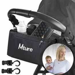 MTURE Universale Kinderwagen Organizer Buggy Buddy Wickeltasche für Kinderwagen, Inbegriffen 2 Happy Mummy Hook and Stroll (Schwarz)