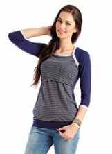 Milchshake – süßes gestreiftes Umstands- / Stillshirt – 3/4el Arm – „Nixie“