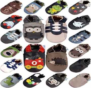 MiniFeet Jungen Weiches Leder Babyschuhe und Kleinkind schuhe – Größen 0-6, 6-12, 12-18, 18-24 Monate und 2-3 Jahre