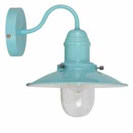 MiniSun – Moderne Wandleuchte im Fishermanstil mit einem schönen hellblauen Finish aus Metall und einem Lampenschirm aus Glas – Wandleuchte