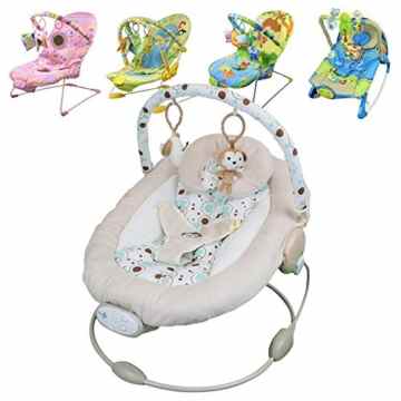 Monsieur Bébé ® Babywippe mit vibration und musik, spielzeugbogen und verstellbarer rückenlehne – 5 Modelle – Norm EN 12790