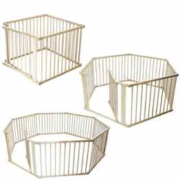 Monsieur Bébé ® Schutzgitter und Laufstall aus Holz mit 4, 6 oder 8 Seiten – Norm EN 12227