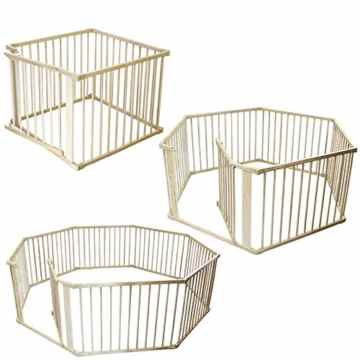 Monsieur Bébé ® Schutzgitter und Laufstall aus Holz mit 4, 6 oder 8 Seiten – Norm EN 12227