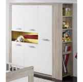 Moritz Kleiderschrank eiche sägerau / weiss matt