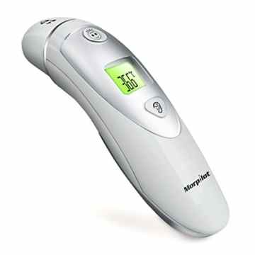 Morpilot Stirn und Ohr Infrarot  Fieberthermometer mit 20 mal Erinnerungen Hintergrundbeleuchtung Digital Ideal für Baby Kinder Erwachsene und alte Leute