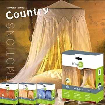 Moskitonetz: Fliegennetz Country mit Baldachin, Fliegengitter in Weiß, 2,5 x 12m, dekorativer Betthimmel