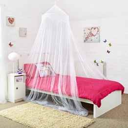 Moskitonetze 4 U Weiß Bed Canopy mit dekorativen Perlen Passend bis zu Kingsize-Bett