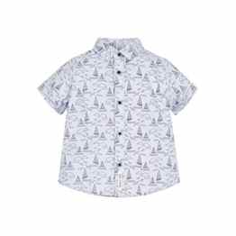 Mothercare Baby-Jungen Hemd Jb Fpreppy White Boat Aop Rib Collar Shirt Ss