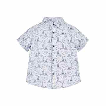 Mothercare Baby-Jungen Hemd Jb Fpreppy White Boat Aop Rib Collar Shirt Ss