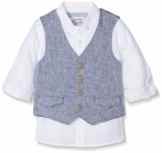 Mothercare Baby-Jungen Hemd Mb Sc Chambray Waistcoat and Textured Shirt Set