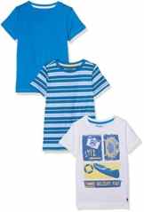 Mothercare Baby-Jungen T-Shirt Jb Lab White Graphic/Yellow Stripe/Blue 3pk Tee Ss