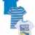 Mothercare Baby-Jungen T-Shirt Jb Lab White Graphic/Yellow Stripe/Blue 3pk Tee Ss