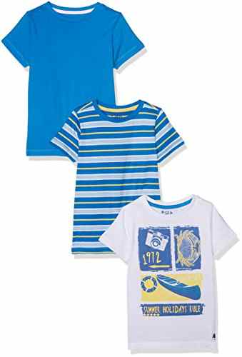 Mothercare Baby-Jungen T-Shirt Jb Lab White Graphic/Yellow Stripe/Blue 3pk Tee Ss