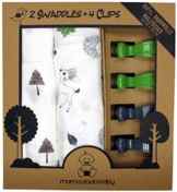 Mulltücher mit Klammern, Pucktücher 120×120 cm aus Baumwolle fürs Baby, XL Mullwindeln für Junge und Mädchen, 2 Stoffwindeln und 4 Clips für den Kinderwagen