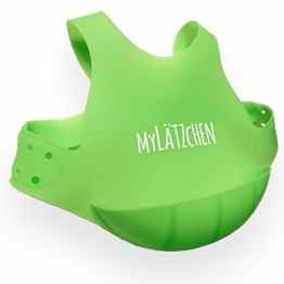 MyLätzchen – Das beste Lätzchen – weiches Silikon Babylätzchen – spülmaschinenfestes Lätzchen, abwaschbar mit Auffangschale