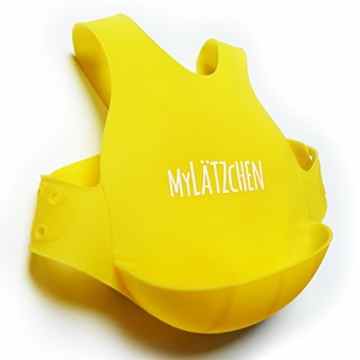 MyLätzchen – Das beste Lätzchen – weiches Silikon Babylätzchen – spülmaschinenfestes Lätzchen, abwaschbar mit Auffangschale