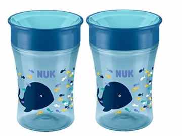 NUK 10255331 Magic Cup 250ml mit Trinkrand, Motiv Wal, blau, 2er Pack (2 Stück)