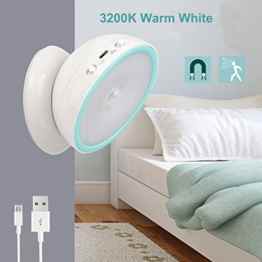 Nachtlicht LED, 360° Drehung Bewegungssensor Nachtlampe HonestEast 3200K Akku USB Wiederaufladbare LED Nachtlicht mit 5 LEDs Magnetische Basis für Schlafzimmerflur Badezimmer Schlafzimmer Wandleuchte(Warmweiß)