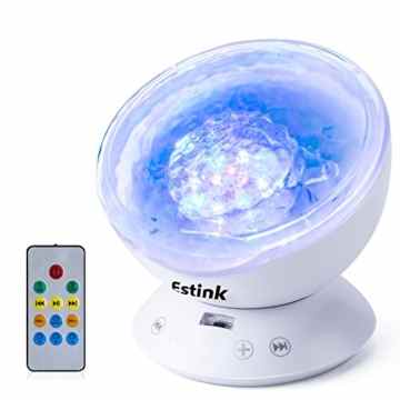 Nachtlichter Ozeanwelle Projektor LED Lampe Stimmungslichter mit Polarlicht Effekten Fernbedienung Lautsprecher für Baby Kinder Schlafzimmer Wohnzimmer Party