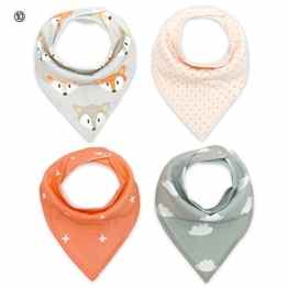 NaiFei Baby Bandana Sabbern Lätzchen 4 Stück Saugstarke Baumwolle Baby