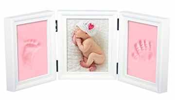 NaiFei Precious Baby Gießkit Deluxe für Baby Handabdruck oder Footprint Qualität Holz Keepsake Frame Kit (Aus Weißer Rahmen)