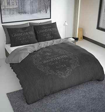 Nightlife – Bettwäsche / Bettbezüge Grandhotel Grey – Grau – 240×200/220 – Mit 2 Kissenbezüge 60×70