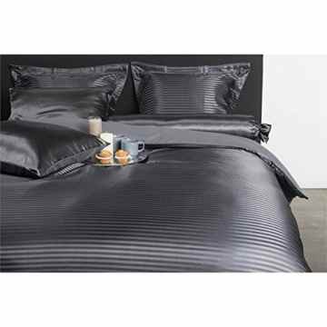 Nightlife – Bettwäsche / Bettbezüge Satin Uni Antra – Grau – 200×200 – Mit 2 Kissenbezüge 80×80