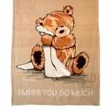 Nounours Kinderdecke Bär 160 x 130 cm Creme Kuscheldecke „I miss you so much“ Spieldecke
