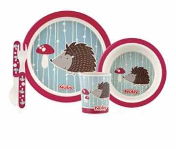 Nuby ID5498 RED Bamboo Esslernset 5teilig / Igel, mehrfarbig