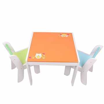 OUBO® Kinder Sitzgruppe Kindersitzgruppe 3-tlg., 1 Tisch mit 2 Stühlen aus Holz, kinderfreundliche Lackierung, Tisch: 60(L) x 60(B) x 50(H) cm, 3 Farbe/Design wählbar