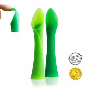 OlaSprout Baby Löffel (2er-Pack), flexible Esslernlöffel, Esslernbesteck, weiche flexible Baby Löffel PVC und BPA frei
