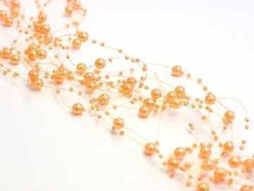 Perlengirlande orange apricot 5 Stück á 1,3m Tischdeko Hochzeit Taufe Weihnachten