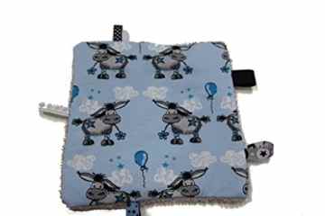 Pinidi Baby Knistertuch Esel blau grau / grau