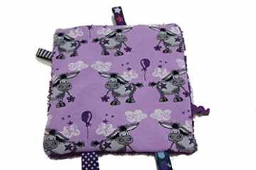 Pinidi Baby Knistertuch Esel lila grau / violett