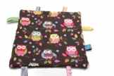 Pinidi Baby Knistertuch Eulen auf Ast dunkelbraun / Frottee dunklebraun