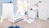 Pinolino Kinderzimmer Viktoria breit, 3-teilig, Kinderbett (140 x 70 cm), breite Wickelkommode mit Wickelansatz und Kleiderschrank, weiß (Art.-Nr. 10 00 22 B)
