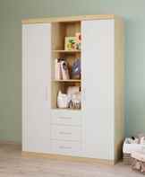 Polini Classic Dreiteiliger Kleiderschrank, Eiche-weiß glanz