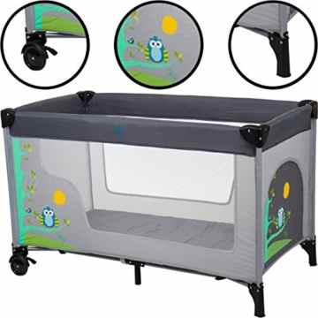 Reisebett / Kinderbett / Babybett / Laufstall EULE (Inklusive Matratze & Transporttasche) 120 x 60 cm