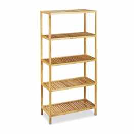 Relaxdays Holzregal H x B x T: 150 x 72 x 36 cm Standregal aus massivem Kiefernholz mit 5 Ebenen als Bücherregal oder Badregal nutzbar großes Lagerregal mit viel Ablagefläche Regal aus Holz, natur