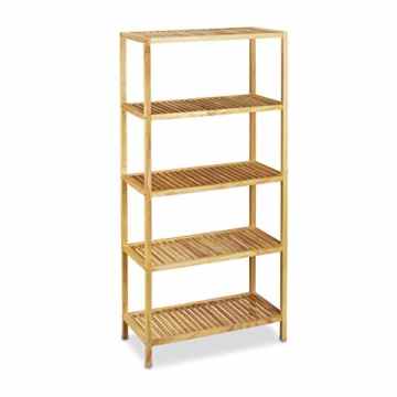Relaxdays Holzregal H x B x T: 150 x 72 x 36 cm Standregal aus massivem Kiefernholz mit 5 Ebenen als Bücherregal oder Badregal nutzbar großes Lagerregal mit viel Ablagefläche Regal aus Holz, natur