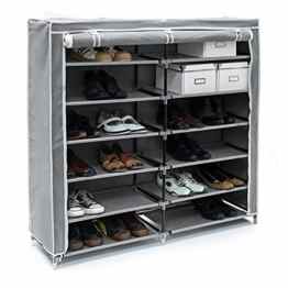 Relaxdays Schuhschrank VALENTIN breit HxBxT: 108,5 x 114 x 30,5cm Schuhregal mit 7 Ablagen für 36 Paar Schuhe aus Vlies mit Stoffbezug Stoffregal für staubfreie Lagerung dank Reißverschluss, anthrazit