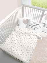Renforce Baby Bettwäsche Herz I love you in beige – Größe 40×60 + 100 x 135 cm – hergestellt in Deutschland