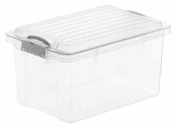 Rotho Aufbewahrungs-Box COMPACT mit Deckel, Lagerbox transparent aus Kunststoff im DIN A5 Format, Inhalt 4,5 Liter, Plastikkiste ca. 27 x 18,5 x 15 cm