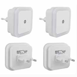 Roxenda 4er-Set LED Nachtlicht 0,5W energiesparend Steckdosenlicht Orientierungslicht mit Dämmerungssensor automatisch Leuchte für Schlafzimmer Kinderzimmer Flur