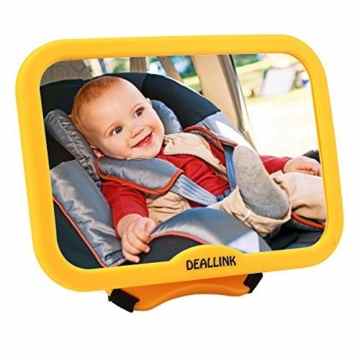Rücksitzspiegel Baby Spiegel für Babys Deallink Autospiegel Gelb Kindersitz, Sicherheitsspiegel, Easy safetyview, verstellbar drehbar schwenkbar