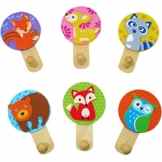 SET (6 Stück) Garderobenhaken WALDTIERE Kleiderhaken / Holzgarderobe / Kindergarderobe